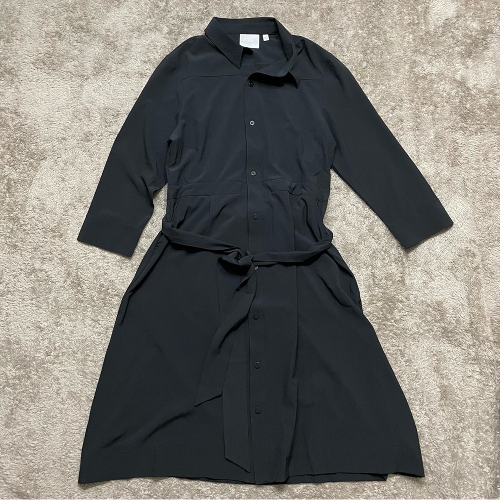 Buki Collection Womens Button Up Dress Small 3/4 Sleeve Soft Comfy Chic Pockets